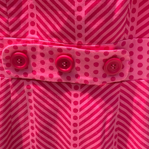 Designer Pink dress with hot pink polka dots. - Picture 2 of 5